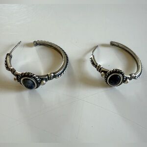 Sterling and lapis hoop earrings